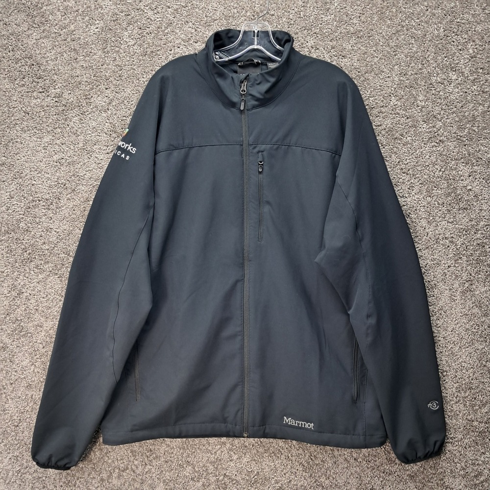 Marmot M3 Softshell Jacket Mens XXL Black Full‎ Zip Freshworks Logo Breathable